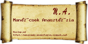 Manácsek Anasztázia névjegykártya